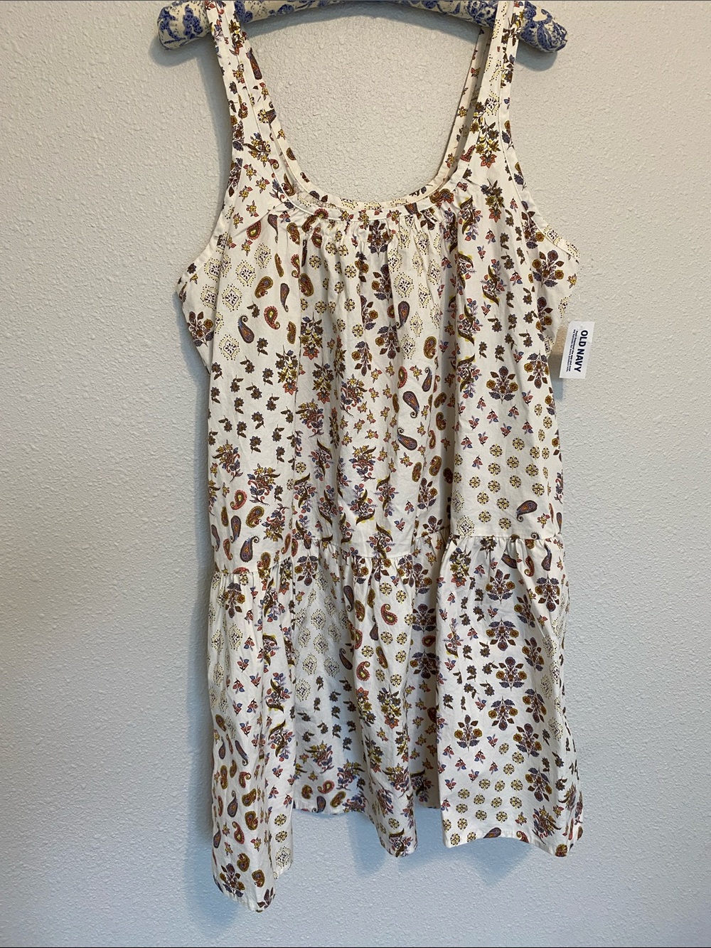 Old Navy Cream Paisley Tiered Sundress